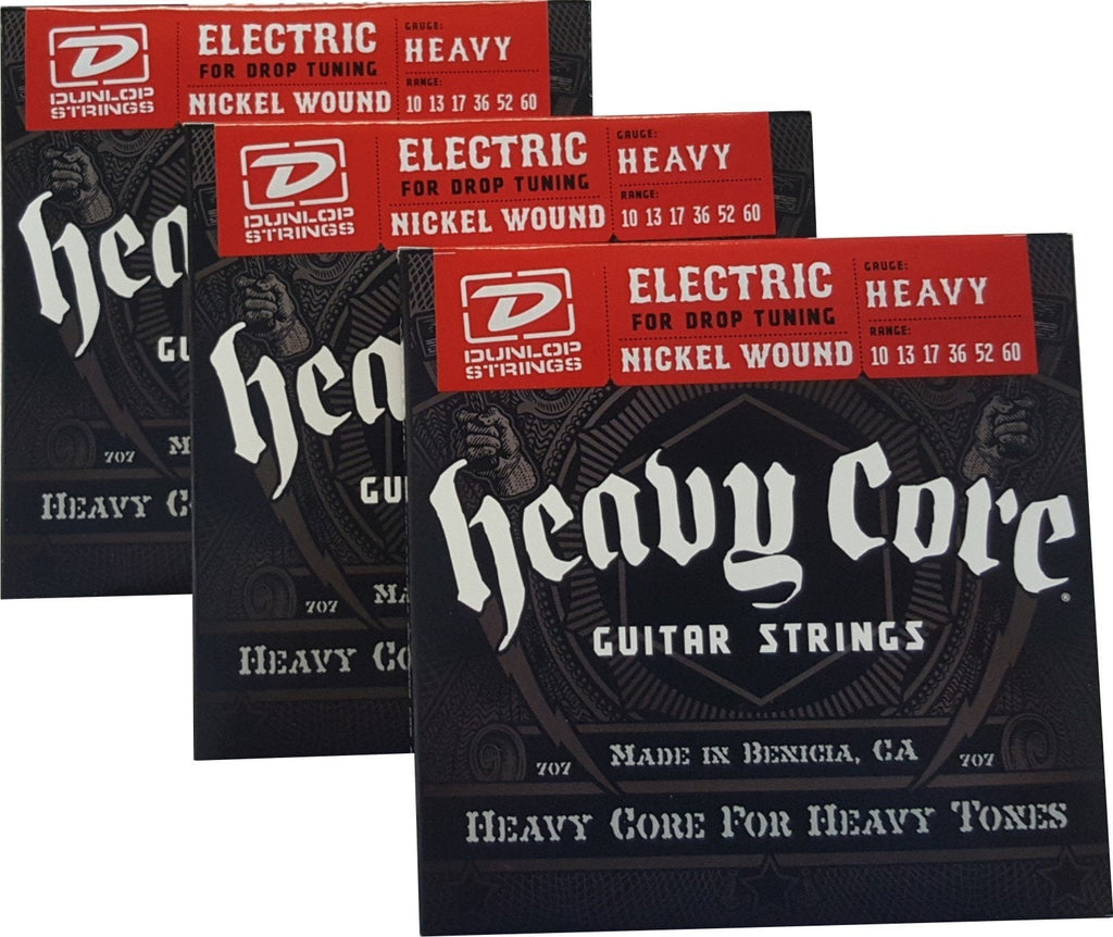 Dunlop Heavy Core Strings - Heavy 10-60 3 Packs of 6-String Sets DHCN1060-6