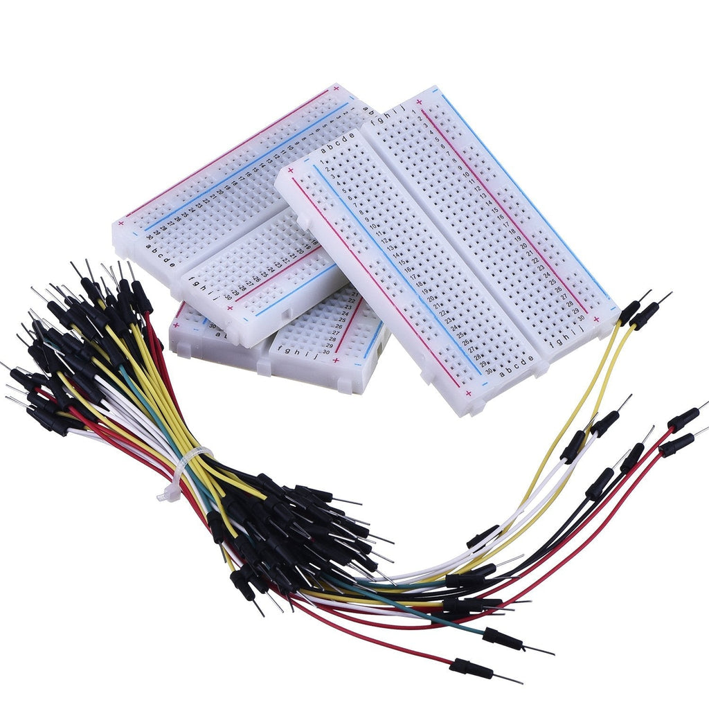 eBoot 3 Pieces 400-Point Solderless Circuit Breadboard with 65 Pieces M/M Flexible Breadboard Jumper Wires