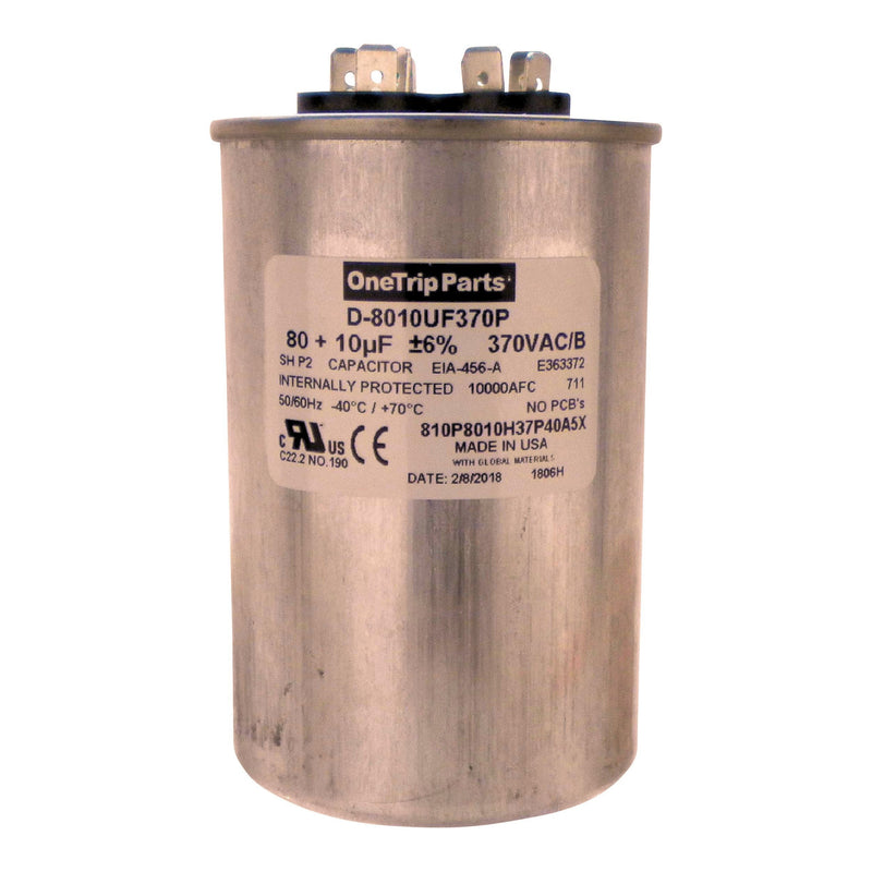 [AUSTRALIA] - OneTrip Parts USA Run Capacitor 80+10 UF 80/10 MFD 370 VAC 2-1/2 Inch Round 