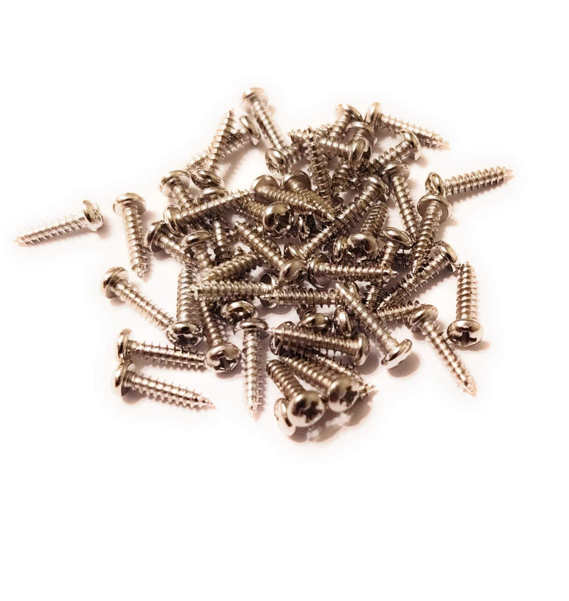50 Pack Made In USA #2 X 3/8 inch Nickel Finish Phillips Tuner Screws for Guitar Machine Heads