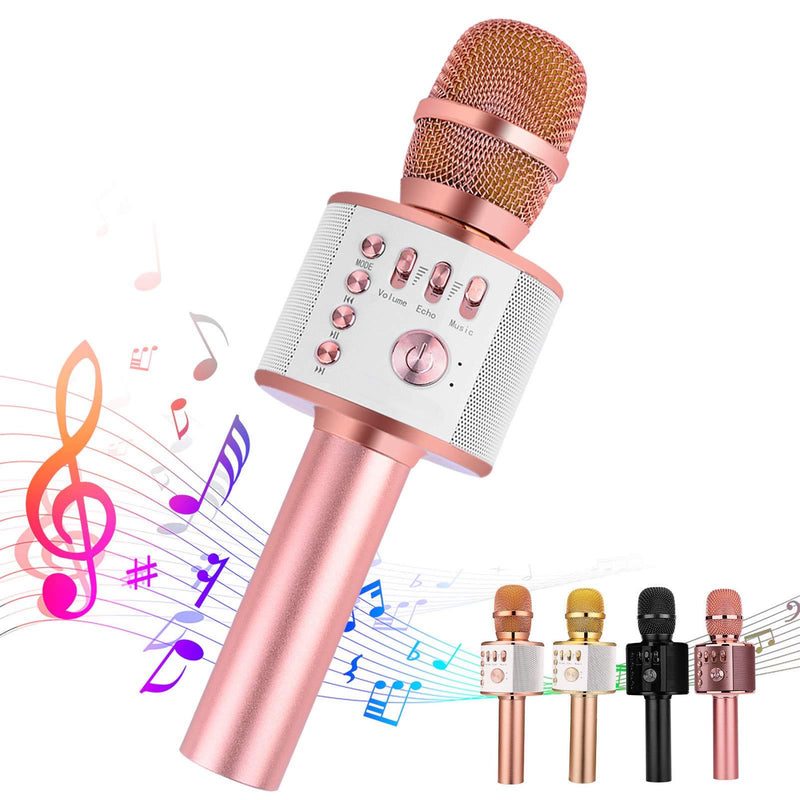 [AUSTRALIA] - Ankuka Bluetooth Karaoke Microphone, Handheld Wireless Singing Karaoke Machine Speaker, Portable Mic Player for Christmas Birthday Home Party Rose Gold 