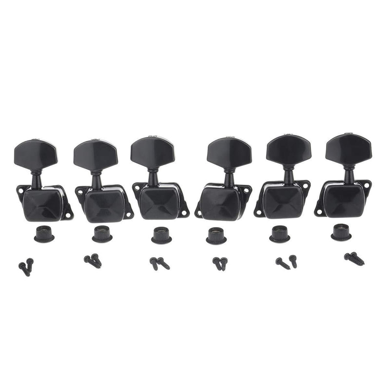 Musiclily Pro 3R3L Semi Closed Guitar Tuners Tuning Pegs Machine Heads Set for Electric or Acoustic Guitar, Black Half Moon Button Black