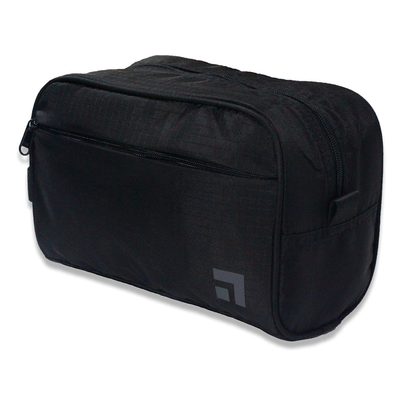 Slate Travel Waterproof Nylon Dopp Kit - Shaving Toiletry Bag Organizer (Black) Black