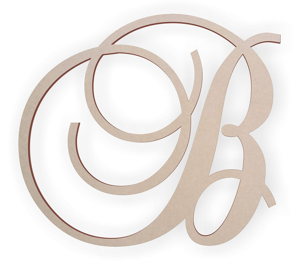 Jess and Jessica Wooden Letter B, Wooden Monogram Wall Hanging, Large Wooden Letters, Cursive Wood Letter 10 inches long x 1/8 inch thick
