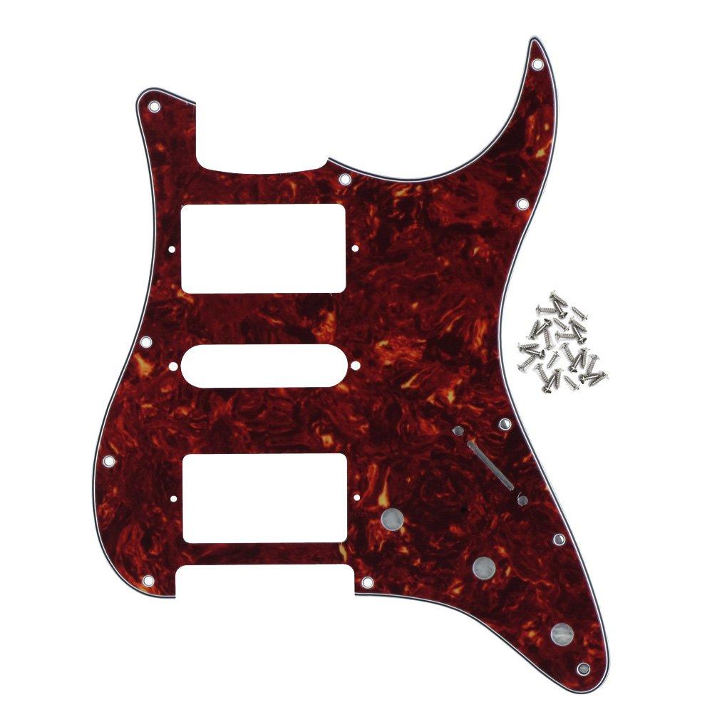 FLEOR Strat HSH Pickguard Pick Guard Scratch Plate with Screws for American/Mexican Standard Strat Modern Style Guitar Part, 4Ply Red Tortoise 4Ply Red Tortoise Shell
