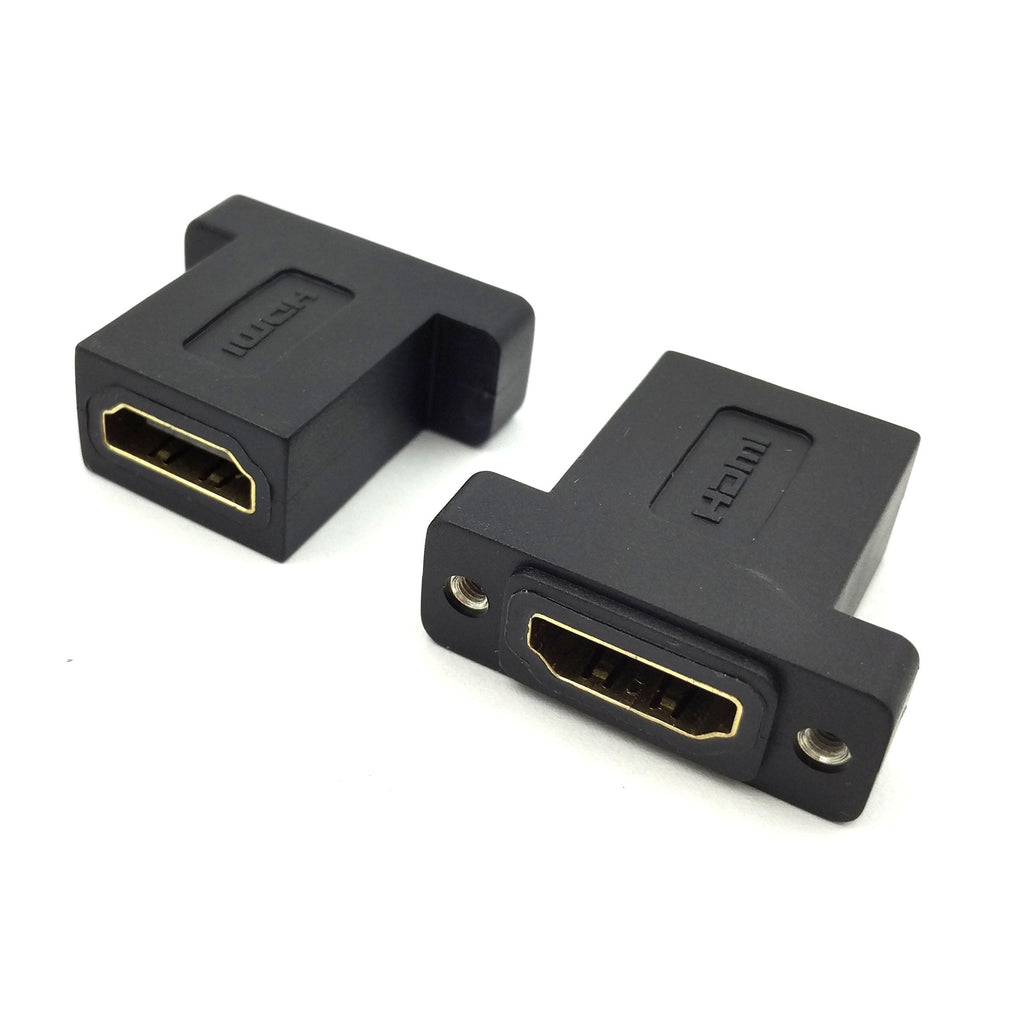 HDMI Coupler Adapter Connector, Poyiccot (2-Pack) Golden Plated HDMI Female to Female Inline Straight Coupler with Screw Panel Black