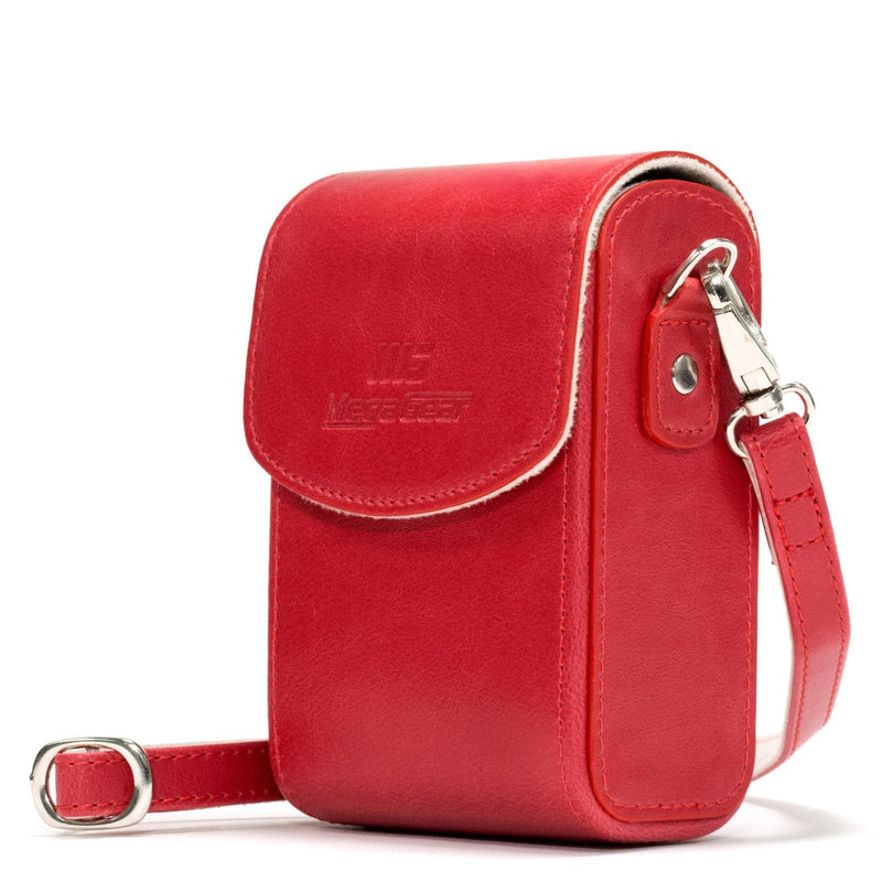 MegaGear Leather Camera Case with Strap Compatible with Canon PowerShot G7 X Mark III, G7 X Mark II, G7 X Red