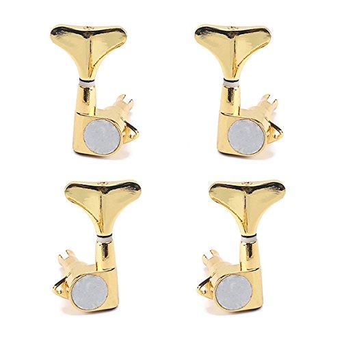 ROSENICE Guitar Bass Tuning Pegs Machine Heads Bass Replacement Parts Gold 2R2L