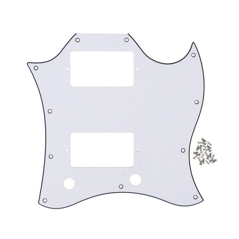 FLEOR 3Ply White Guitar Scratch Plate Full Face SG Pickguard with Screws Fit SG Standard Guitar Pickguard Replacement 3ply white/black/white