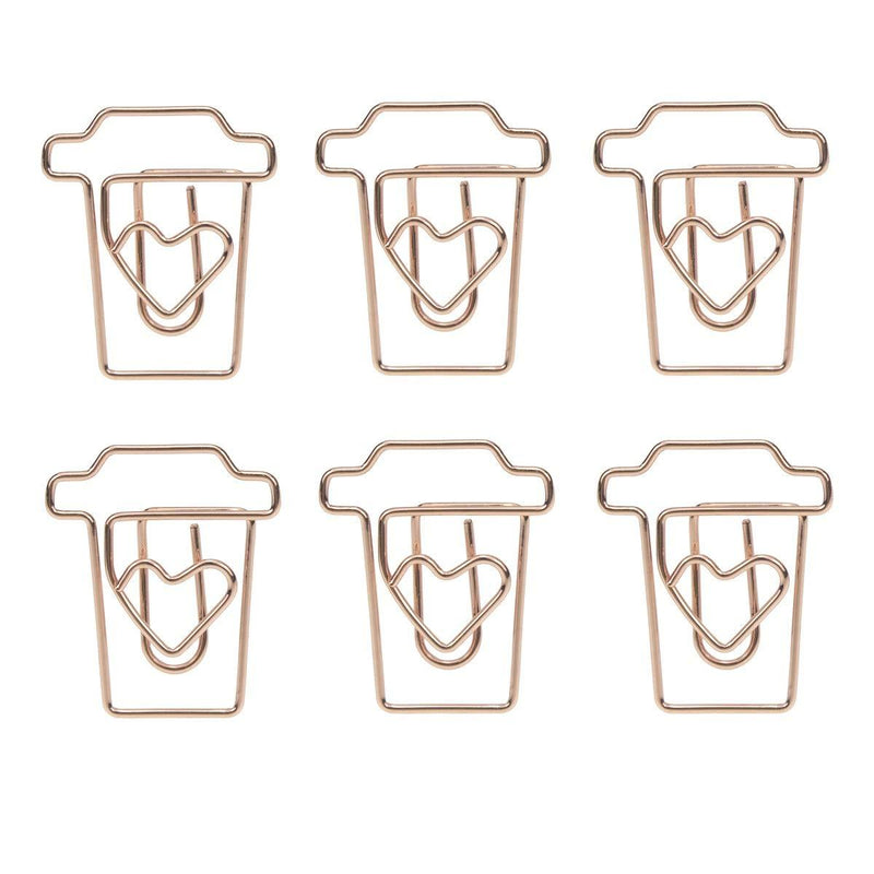 Shoppingmoon JANOU Coffee Cup Mug Shaped Paper Clips Metal Note Clips for Office School Wedding Decoration Pack 12pcs