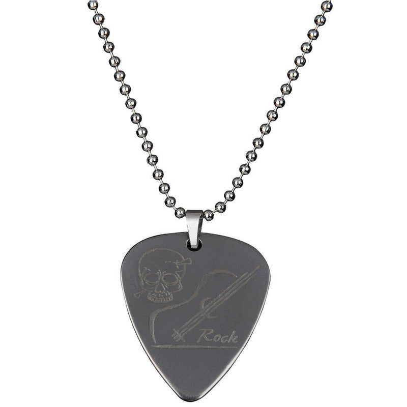 PUNK Stainless Steel Pick Necklace for Electric Bass Guitar Variety Creative Designs (4A) 4A