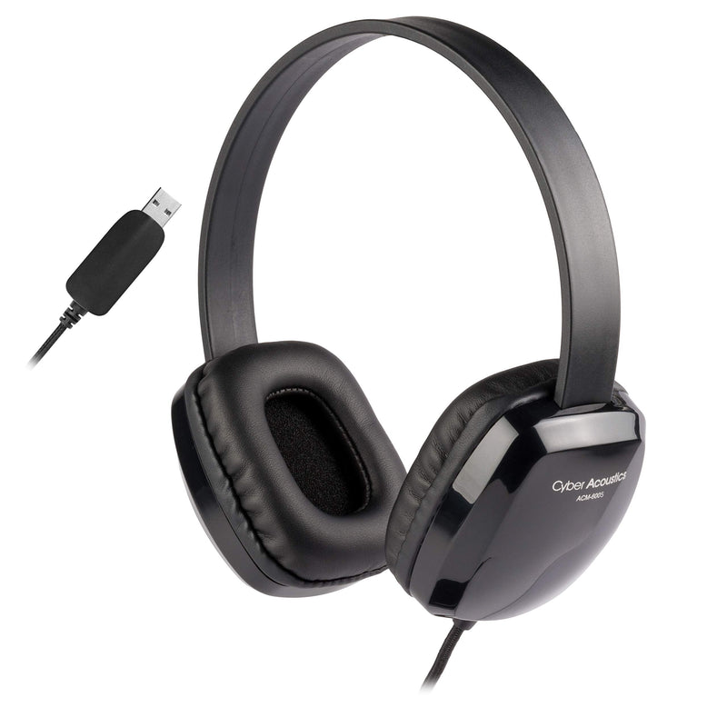 Cyber Acoustics USB Stereo Headphones for PCs and Other USB Devices in The Office, Classroom or Home (ACM-6005) 1 Unit