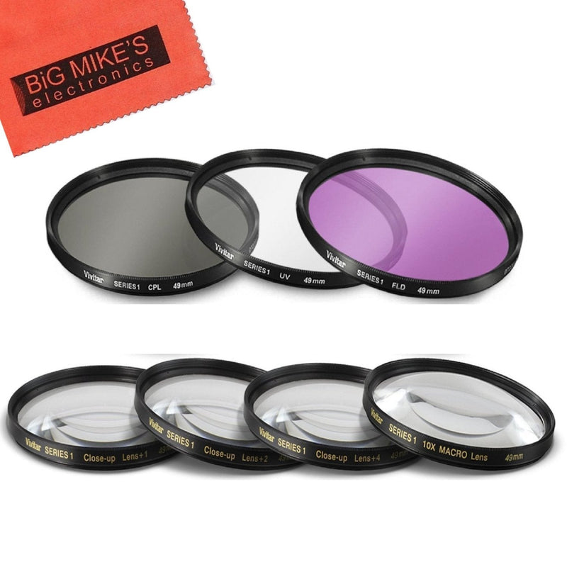 49mm 7PC Filter Set for Canon EF 50mm f/1.8 STM Lens - Includes 3 PC Filter Kit (UV-CPL-FLD) and 4PC Close Up Filter Set (+1+2+4+10)