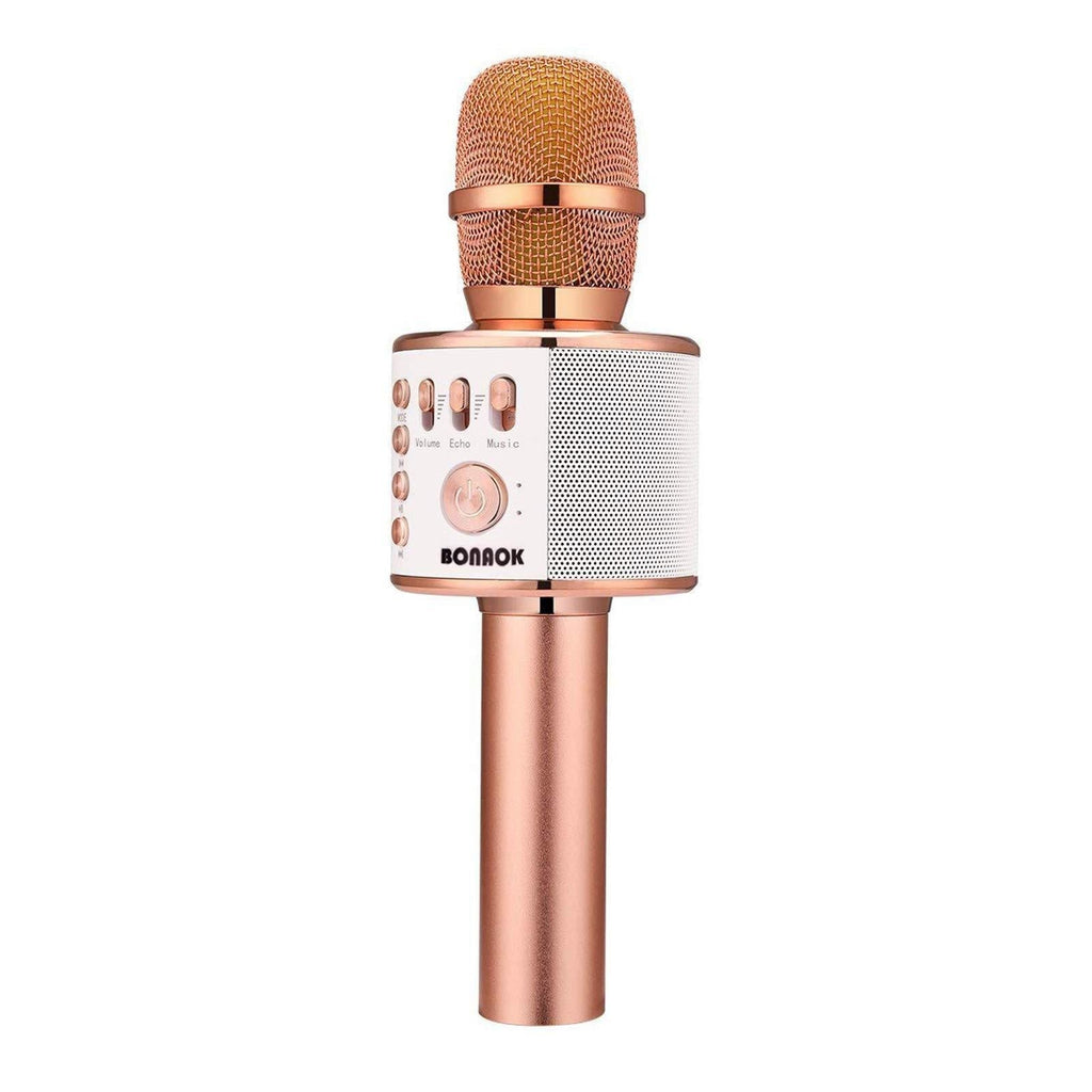 BONAOK Bluetooth Wireless Karaoke Microphone,3-in-1 Portable Handheld Karaoke Mic Speaker Machine Birthday Home Party for Android/iPhone/PC or All Smartphone rose gold