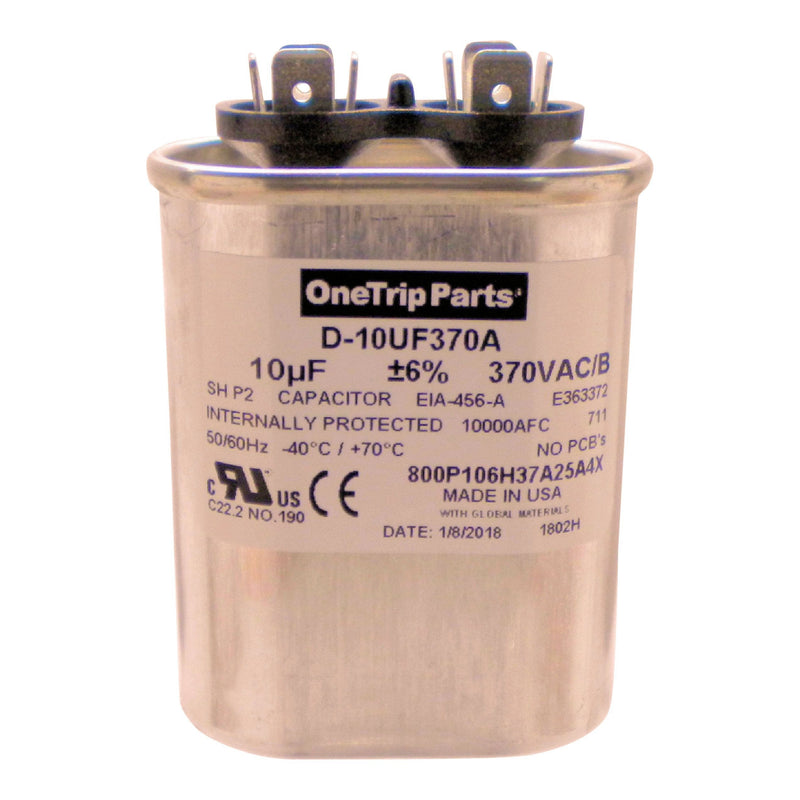 [AUSTRALIA] - OneTrip Parts USA Run Capacitor 10 UF - 10 MFD 370 VAC Flat Oval 