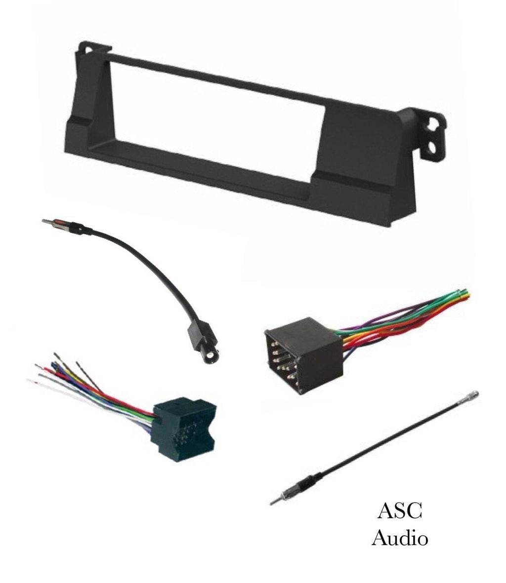 ASC Car Stereo Install Dash Kit, Wire Harness, and Antenna Adapter for installing a Single Din Aftermarket Radio for 1999 2000 2001 2002 2003 2004 2005 BMW E46 318 323 325 328 330