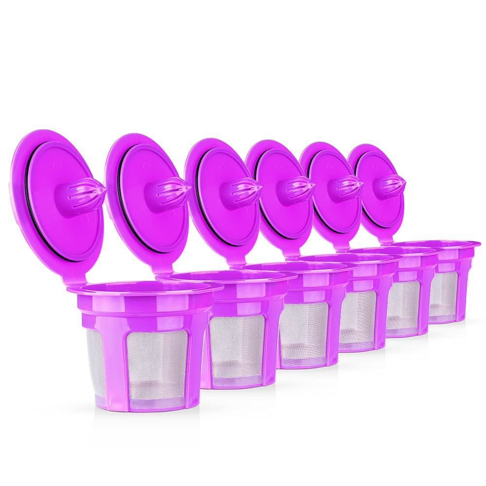 6 PCS Reusable Coffee Filter Replacement for Keurig K MINI PLUS Refillable K Cupsules 2.0 1.0 Small Coffee Pod Single Reuable Coffee Capsules (Purple/6)