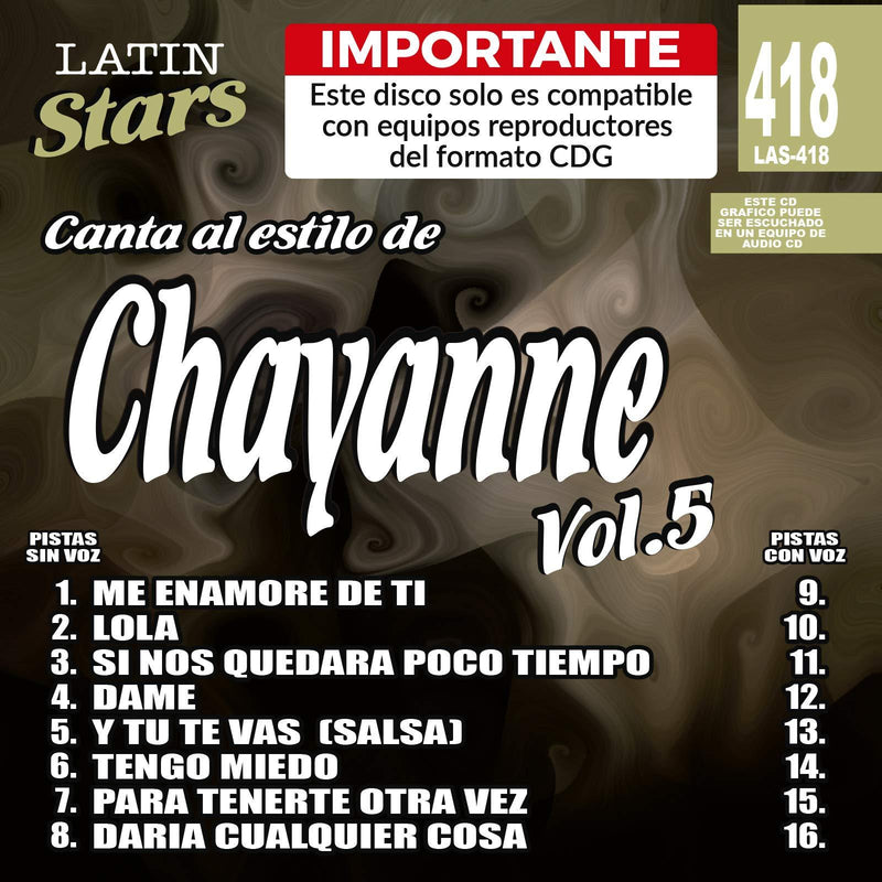 Karaoke Latin Stars 418 Chayanne Vol.5 - Importante: Este disco solo es compatible con reproductores del formato CDG