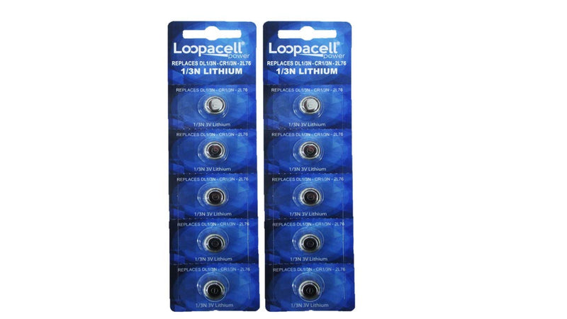 Loopacell 1/3N Battery Replacement for DL1/3N CR1/3N 3V Lithium Battery Pack of 10