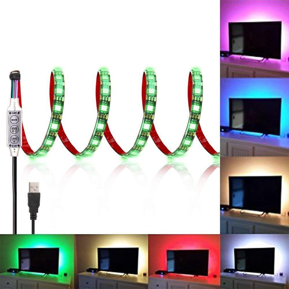 [AUSTRALIA] - SOLLED Bias Lighting for HDTV 120 LEDs TV Backlight, 6.56Ft Ambient TV Lighting Multi-Color Flexible 5050 RGB USB LED Strip, Best for Flat Screen/HDTV/Desktop PC Monitor Background Lighting 
