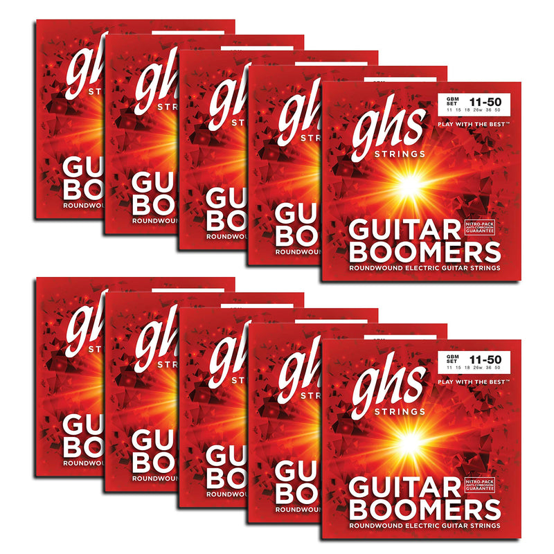 GHS Strings GHS Boomers Roundwound Electic Guitar Strings Medium GBM 10 Pack (11-50)