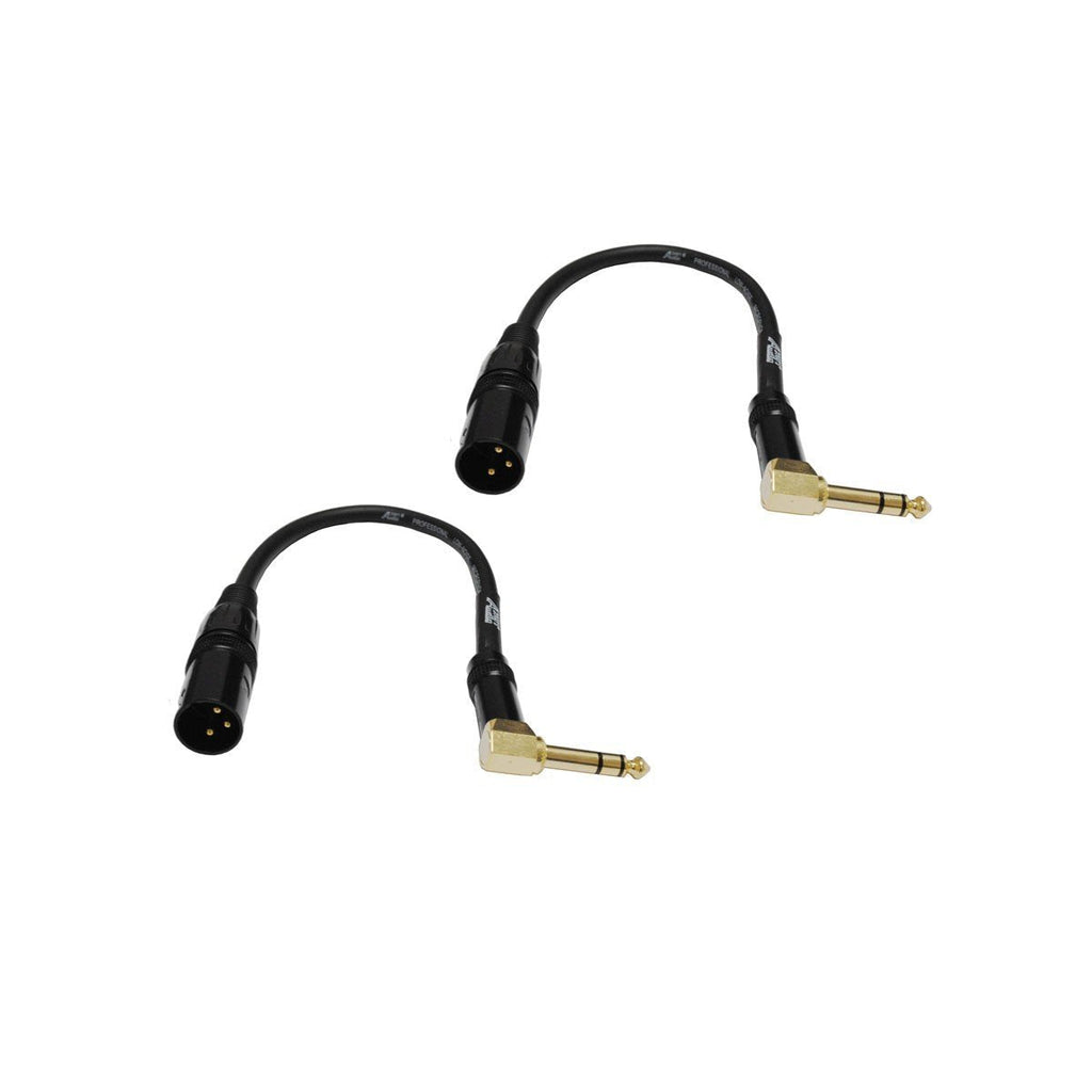 [AUSTRALIA] - Audio 2000s E14101P2 1/4" TRS Right Angle to XLR Male 1 Ft Audio Cable (2 Pack) 1 Ft 2 Pack 