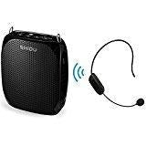 SHIDU Voice Amplifier with UHF Wireless Microphone Headset, 10W 1800mAh Portable Rechargeable PA system Speaker for Multiple Locations such as Classroom, Meetings, Promotions and Outdoors S615