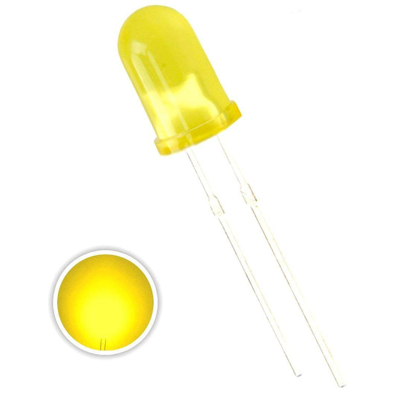 Waycreat 100 Pieces 5mm Yellow LED Emitting Diode Lights LEDs for High Intensity Super Bright Lighting Bulb Electronics Components Lamp Kit H)yellow
