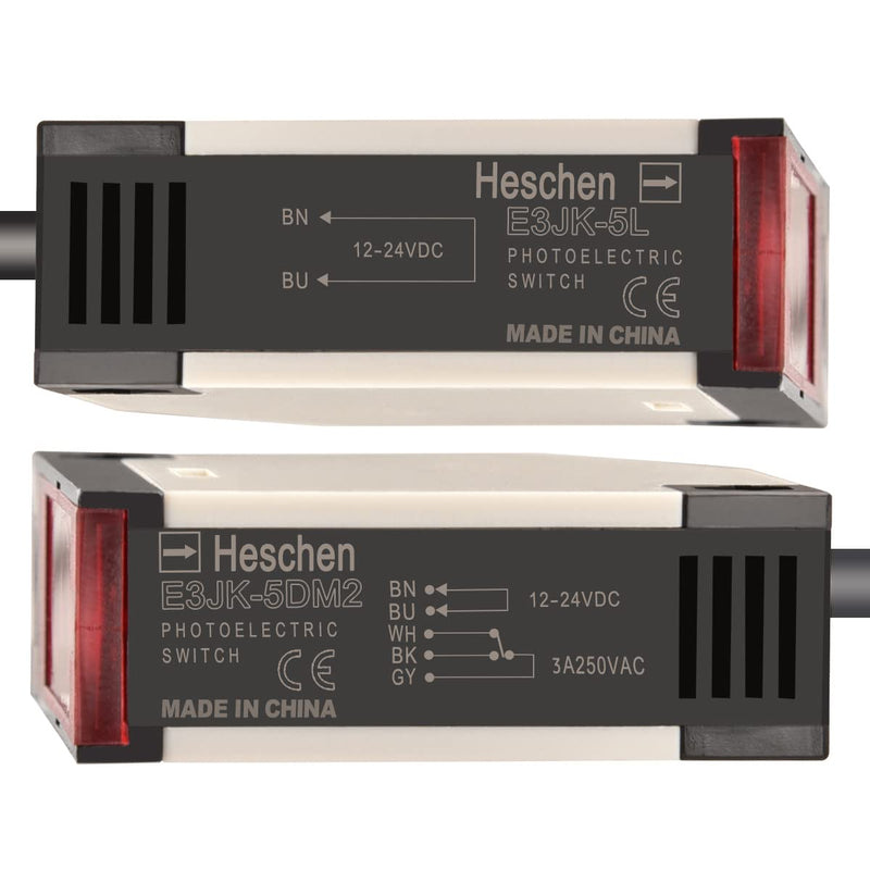 Heschen Photoelectric Sensor Switch E3JK-5DM2-5L DC12-24V Bijection Type Detection Distance 5 Meter