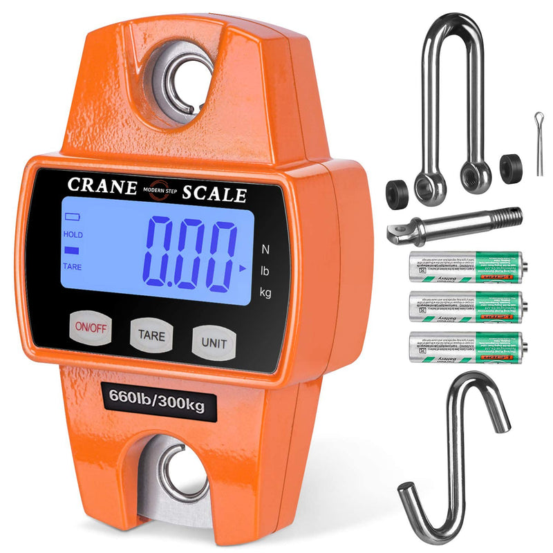 [AUSTRALIA] - 𝗣𝗥𝗢𝗙𝗘𝗦𝗦𝗜𝗢𝗡𝗔𝗟 Digital Hanging Scale 660 LB 300 KG - Heavy Duty Waterproof Fish Scale - Portable Crane Scale for Luggage Weight Suitcase Hunting Farm Bike Bow Fish Weight Fishing Scale Standard Orange 