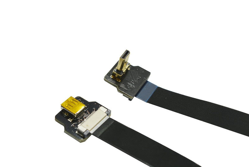 Slim Flat Micro HDMI FPV HDMI Cable Micro HDMI Male 90 UP to Micro HDMI Female for Panasonic lumix GH4 Blackmagic BMPCC Sony A5000 A6000 A7S A7R Black (30CM) 30CM