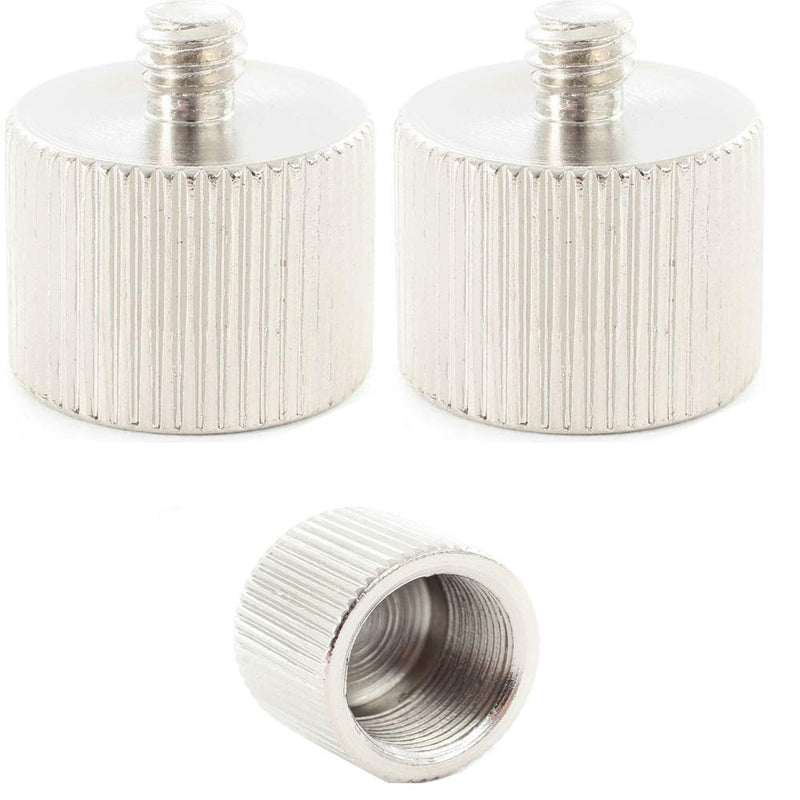 (2 PACK) AccessoryBasics Mic Microphone Stand 5/8"-27 Female to 1/4"-20 Male thread Camera/Tripod Screw Stud Adapter
