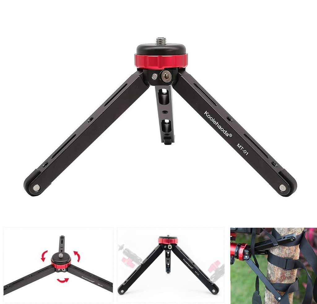Koolehaoda Tabletop Metal Tripod with 1/4 and 3/8 Screw Mount and Function Leg Design,Max Load 66lbs,for DSLR Camera,Monopods (MT-01)