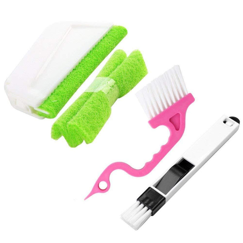 Trycooling 3-in-1 Multi-Functional Cleaning Brushes (Window Groove Brushes+Dustpan Brushes+Orbit Brushes) Hand-held Groove Gap Cleaning Tools (Random Color)