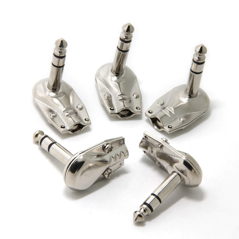 [AUSTRALIA] - Ancable 4-Pack 1/4" Right Angle Plugs TRS Stereo Heavy Duty Flat Low Profile Pancake Style for Guitar, Instrument, Speaker/Microphone/Patch Cables - 6.35mm Male 1/4 Inch Phone Plug 