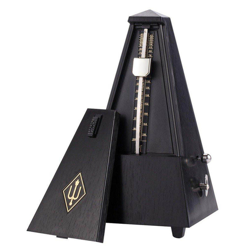 TAMUME Black Antique Vintage Pyramid Style Toughen Plastic Metronome 40-208 BPM Tempo Music Timer With Built-in Bell and Copper Mechanism - Black Antique Texture