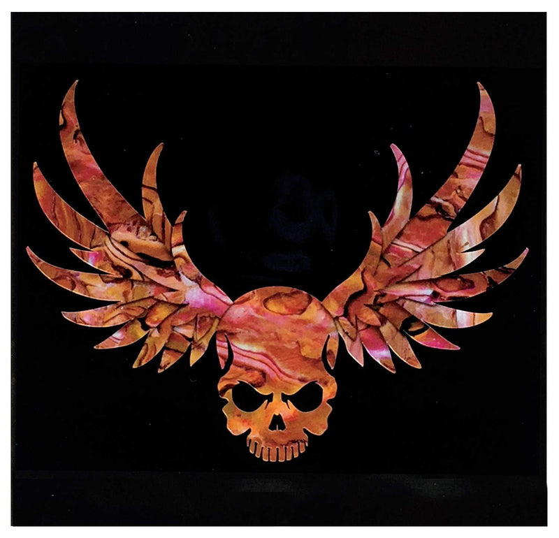 Winged Skull /Abalone Red Inlay Sticker Decal For Guitar & Bass