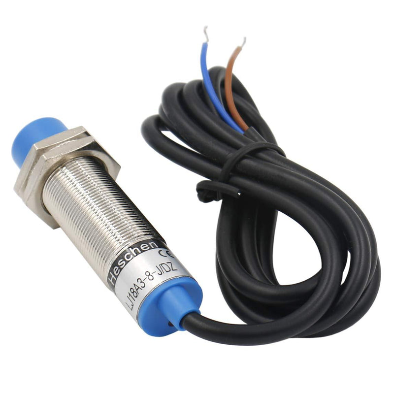 Heschen M18 Inductive Proximity Sensor Switch Non-Shield Type LJ18A3-8-J/DZ Detector 8mm 90-250VAC 400mA Normally Closed(NC) 2 Wire