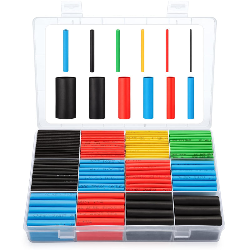 560PCS Heat Shrink Tubing 2:1, Eventronic Electrical Wire Cable Wrap Assortment Electric Insulation Heat Shrink Tube Kit with Box(5 colors/12 Sizes) 560pcs