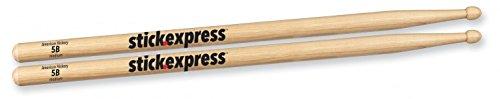 Stick Express SE5BW American Hickory 5B Drumsticks with Wood Tip, One Pair