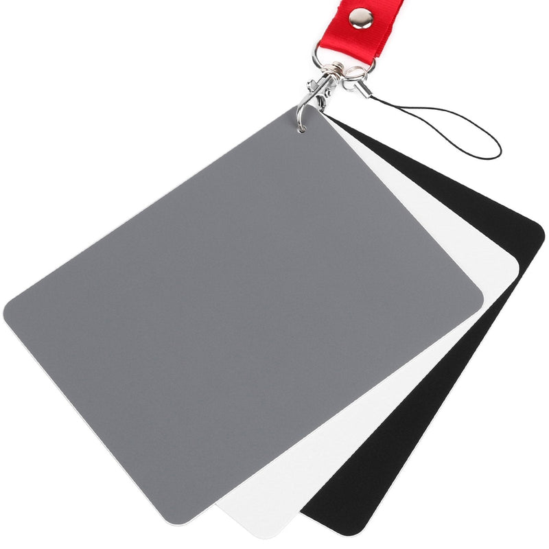 ChromLives White Balance Grey Card 5''x4'' for Video DSLR and Film Premium 18% Exposure Photography Card Set,Black White and 18% Grey medium size