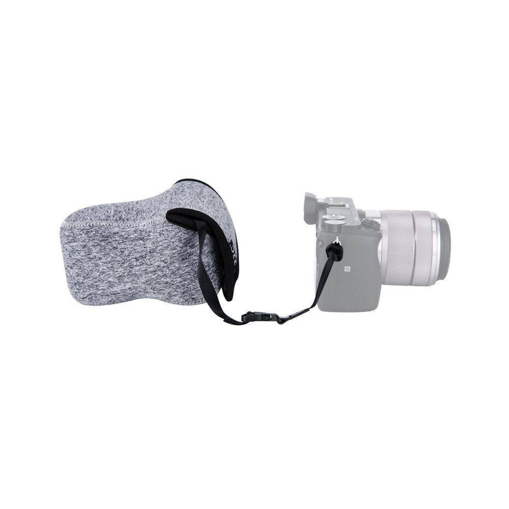 JJC Neoprene Camera Case Protective Sleeve Pouch for Sony ZV-E10 A6000 A6100 A6300 A6400 A6500 A6600 A5100 A5000 + E 18-55mm/10-18mm/50mm Lens and Other Camera & Lens Below 4.7 x 2.9 x 5.1(W x H x D) M Size Dark Grey