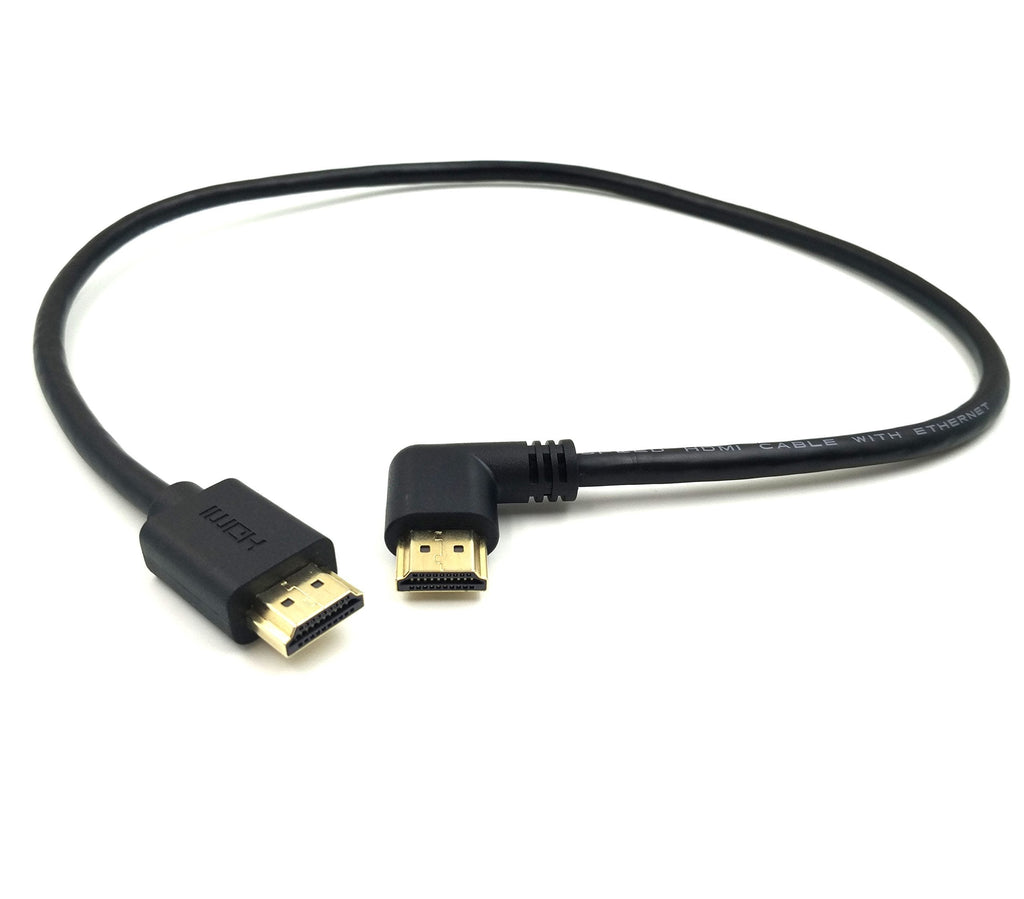 Poyiccot HDMI 2.0 Male to Male Cable 90 Degree, 2 Feet / 60cm Gold Plated High Speed HDMI Male to Male Left Angle Cable 60Hz, 4K 2K (M/M Left)