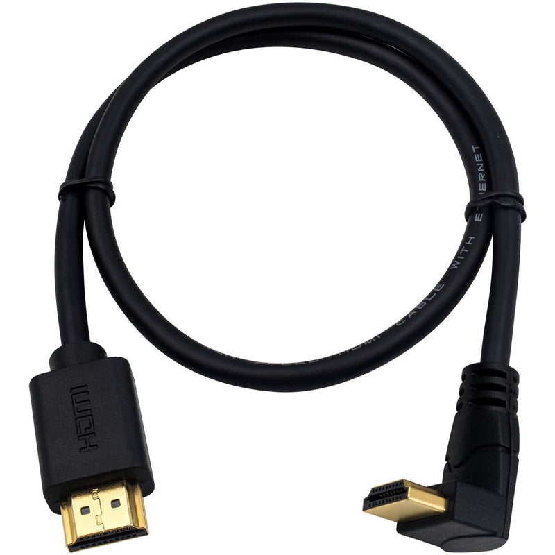 Poyiccot HDMI 2.0 Male to Male Cable 90 Degree, 2 Feet / 60cm Gold Plated High Speed HDMI Male to Male Upward Angle Cable 60Hz, 4K 2K (M/M Up)