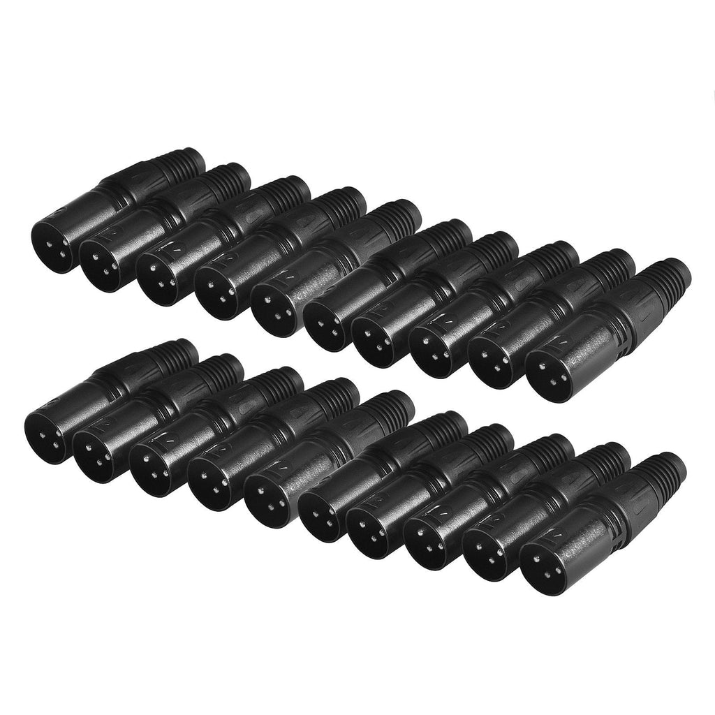 [AUSTRALIA] - 20 Pack XLR 3 Pin Male MIC Snake Audio Adapter Plug Audio Microphone DMX Cable Connector 