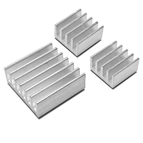 Self-Adhesive Aluminum CPU Heatsink CPU Cooler for Raspberry Pi 3,Pi 2,Pi Model B+ CPU Heat Sinks RAM Cooling Kit(Set of 3 Pcs)