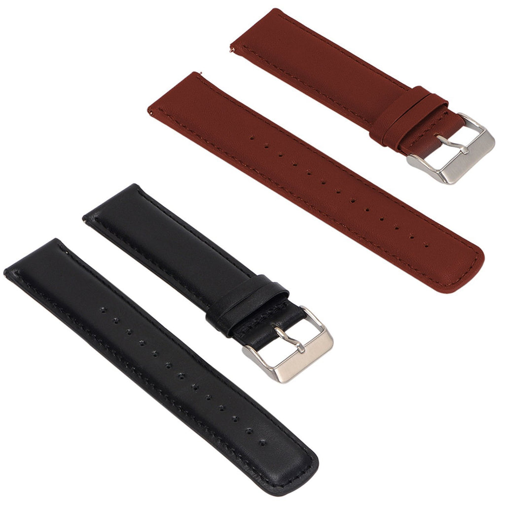 Set of 2 Replacement Leather Bands for ASUS ZenWatch 2 Smartwatch 1.63" WI501Q (not for 1.45") (Black & Brown)