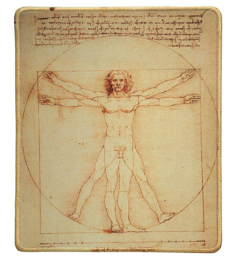 dealzEpic - Art Mousepad - Natural Rubber Mouse Pad with Famous Painting of Vitruvian Man by Leonardo da Vinci - Stitched Edges - 9.5x7.9 inches
