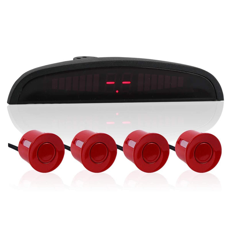 4 Parking Car Parking Sensor Kit LED Display View Reverse Backup Radar System Backup Sensor Reversing Sensors Universal Auto Radar Detector Sensors Radar Buzzer Beep-Beep Alarm Indicator Red