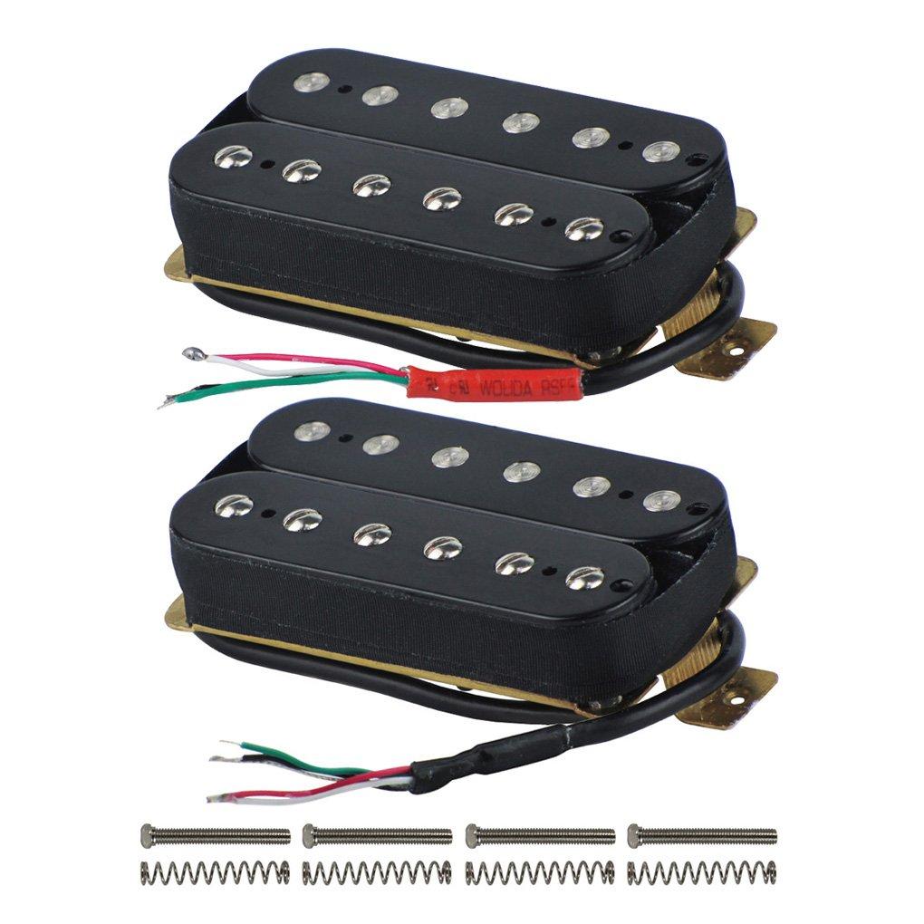 FLEOR High Output Alnico 5 Guitar Pickup Double Coil Humbucker Pickups Neck and Bridge Set Black Neck+Bridge Pickup